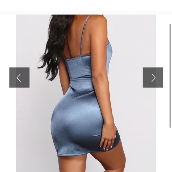 Windsor Satin Blue Mini Dress - Picture 2 of 8